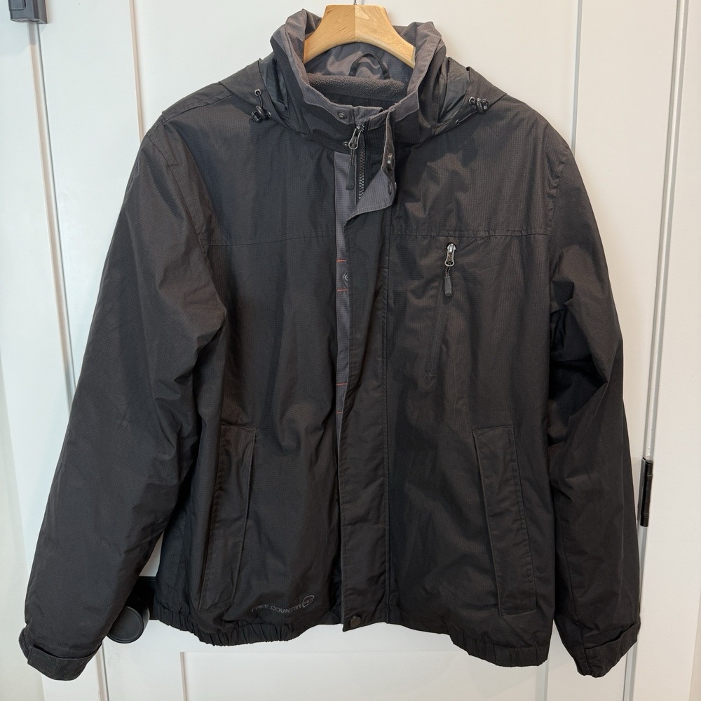 Free Country Men's JacketFullZip Med Weight Water/Wind Resistant Black Size Med